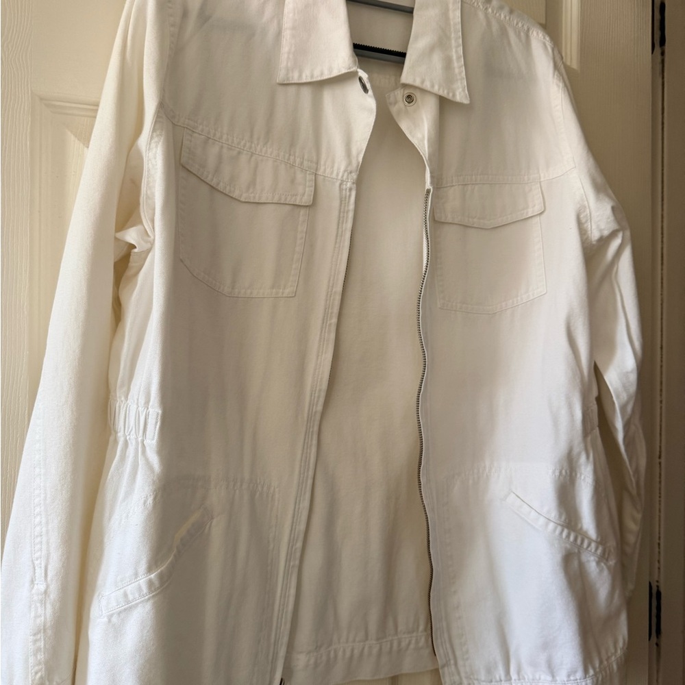 Anne Klein White Utility Zip-Front Jacket
